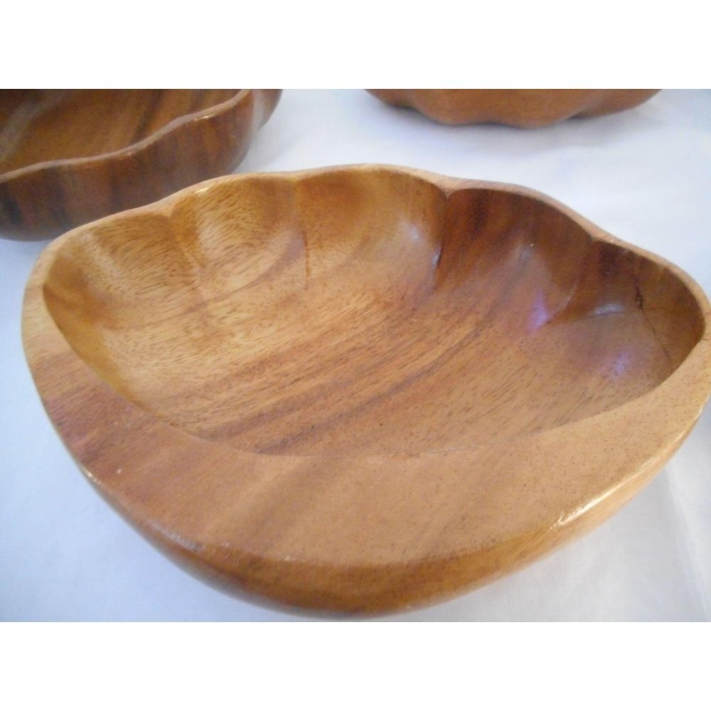 5 MCM Vintage Genuine Monkey Pod Bowls Hawaii - Picture 2 of 4